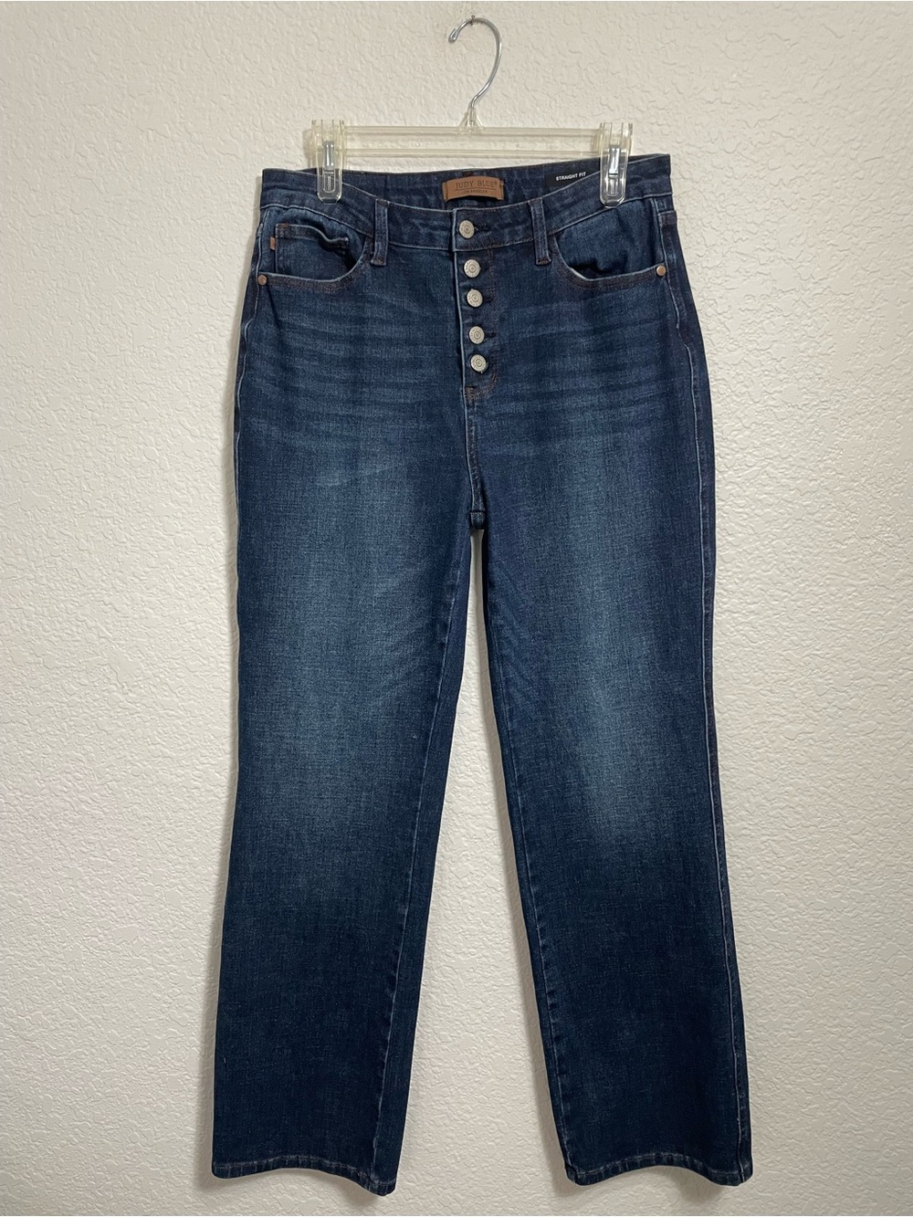 Judy Blue High Rise Button Fly Straight Leg Jeans Dark Wash 13/31
